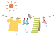 洗濯物を干しているイラスト