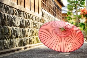 日本家屋と和傘